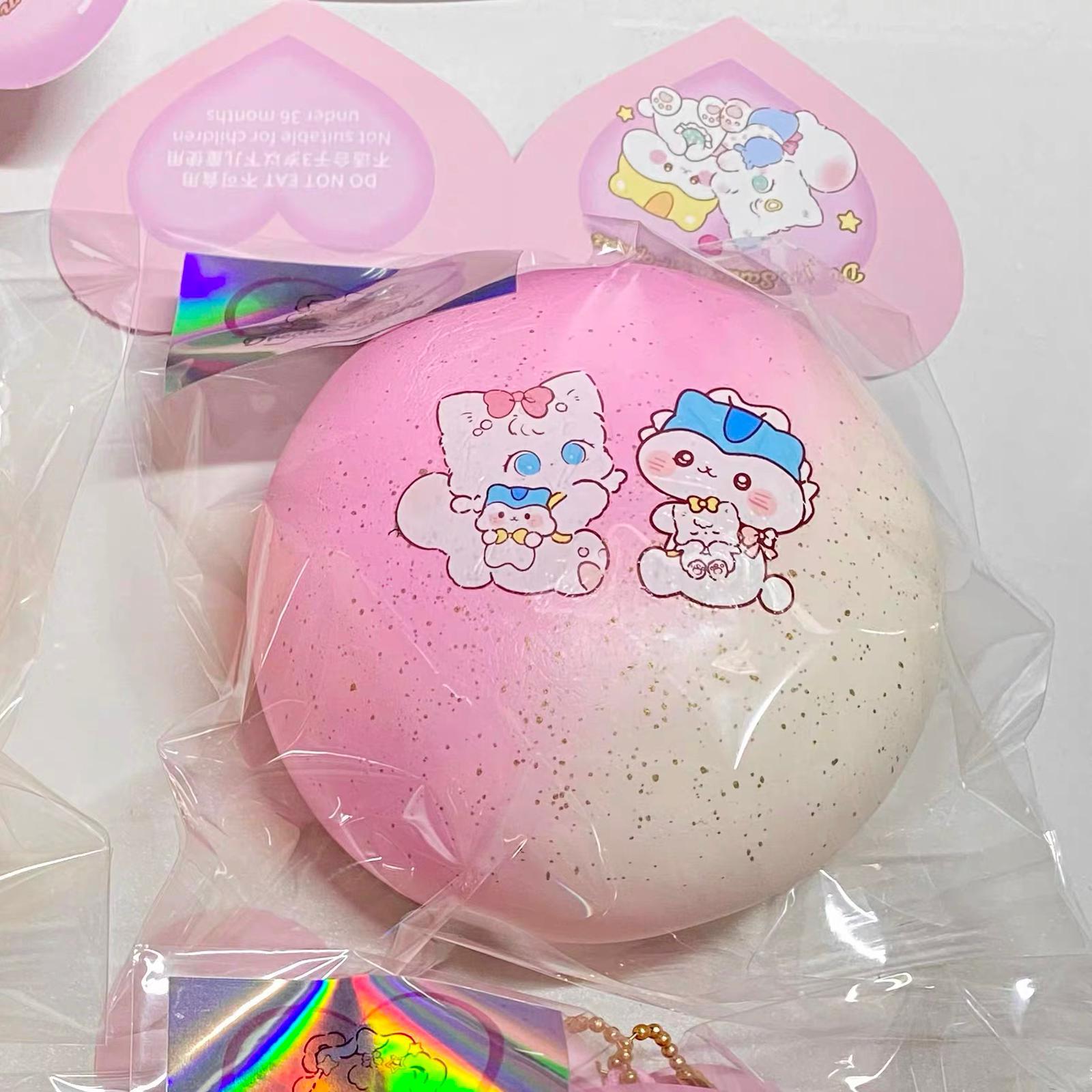 Poli Jumbo Pink & White Bun Squishy