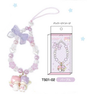 Little Twin Star Beaded Up Phone Strap [Purple]