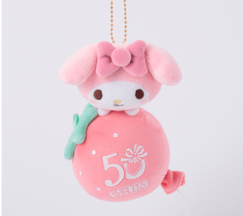 My Melody "Ichigo Shimbun 50th Anniversary" Strawberry Balloon Plush Mascot