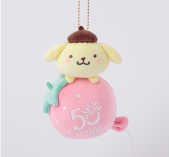 PomPomPurin "Ichigo Shimbun 50th Anniversary" Strawberry Balloon Plush Mascot