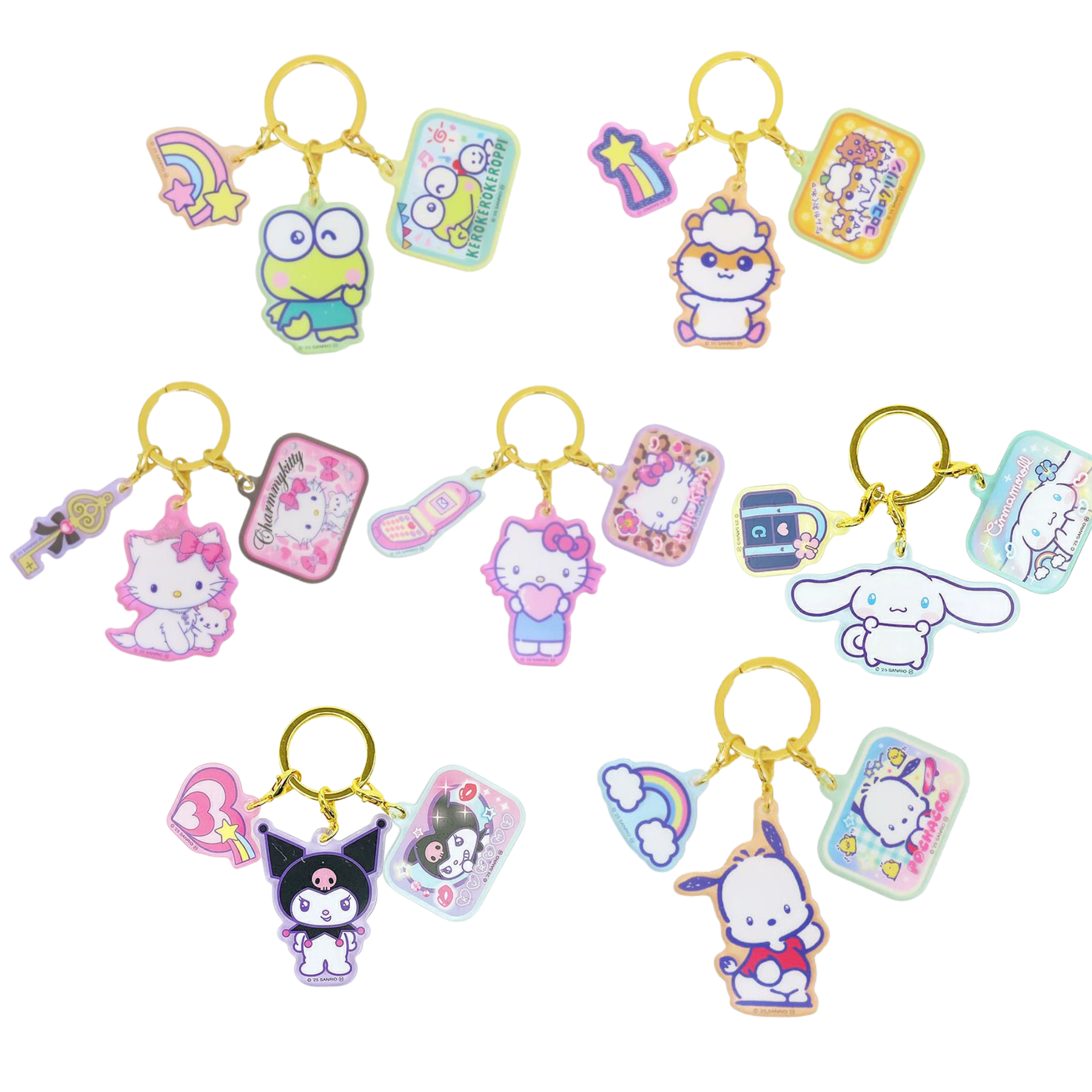 Sanrio Characters Heart Pounding 3-strands Keychain