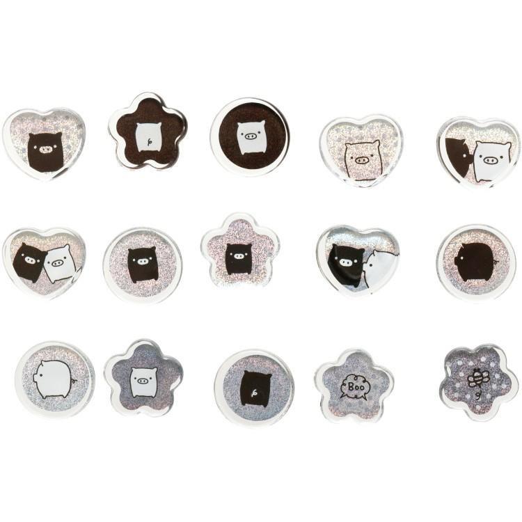 Monochrome Boo Marble Glitter Sticker