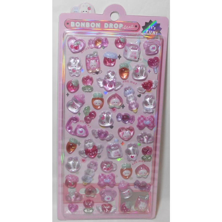 Bonbon Drop 3D Sticker [Strawberry Bunny]