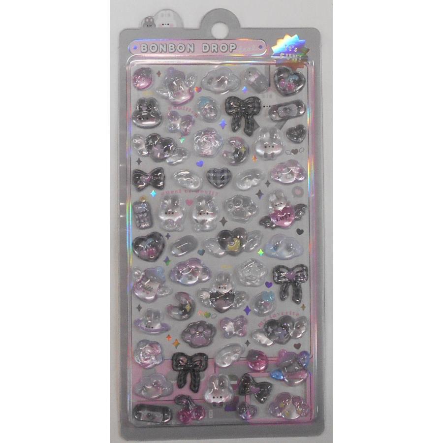 Bonbon Drop 3D Sticker [Monochrome Bunny]