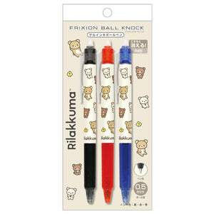 Rilakkuma Character x Frixion Ball Knock Ballpoint Pen Set