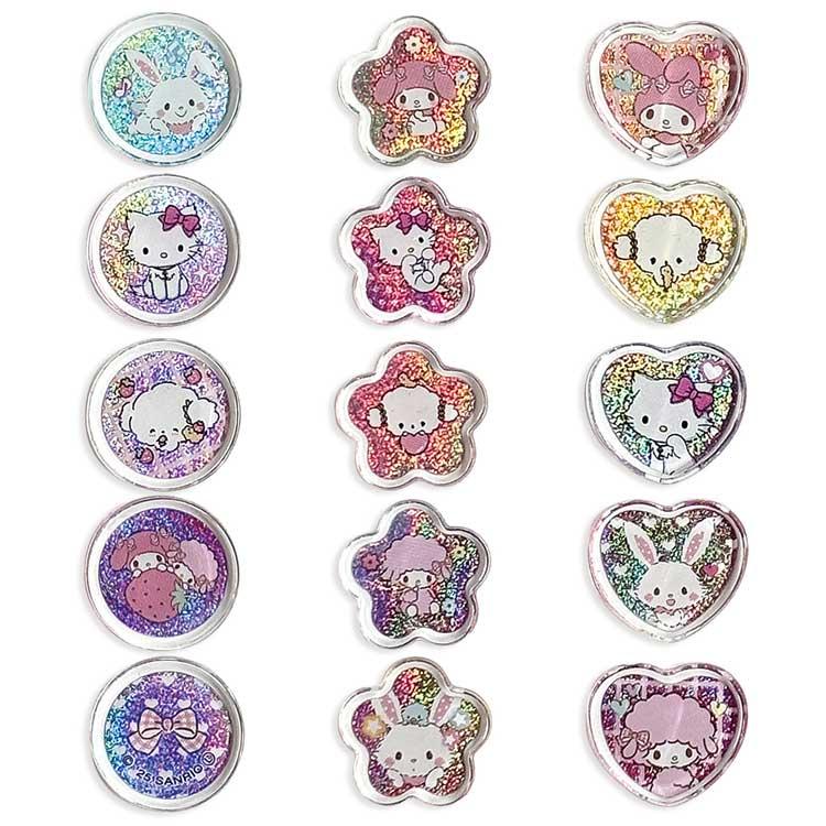 Sanrio Girls Clear Plump Glitter 3D Sticker Set