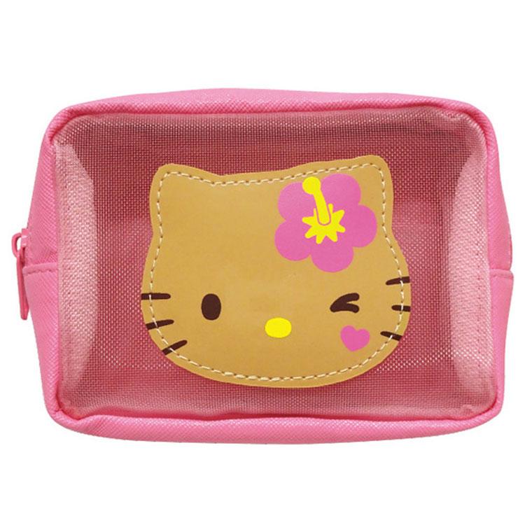 Tan Hello Kitty Multi-Pouch w/ Mesh Pocket [Pink]