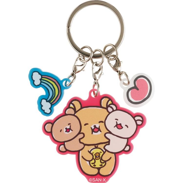 Rilakkuma "Warm & Relaxing" Triple Rainbow Heart Keychain