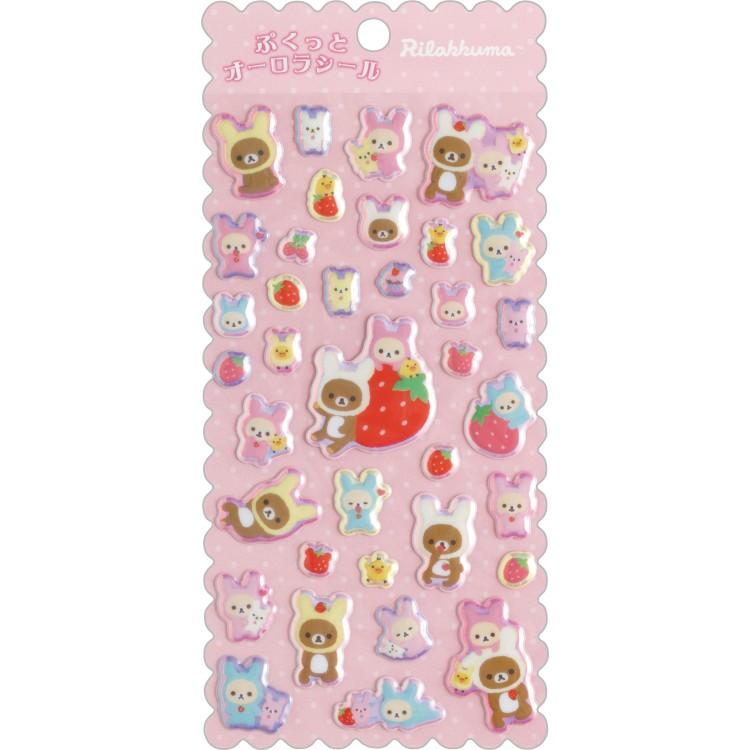 Rilakkuma Fluffy Ribbon Strawberry Sticker