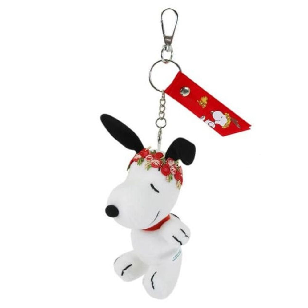 Floral Snoopy Mascot Plush Keychain