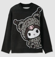 Kuromi Leopard Bear Knit Pullover