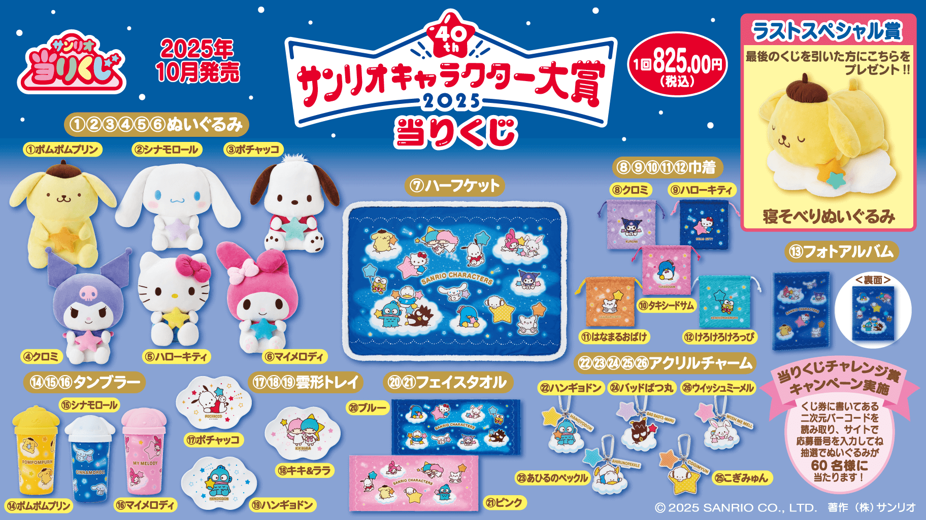 2025 Sanrio Character Grand Prize Kuji Tickets!