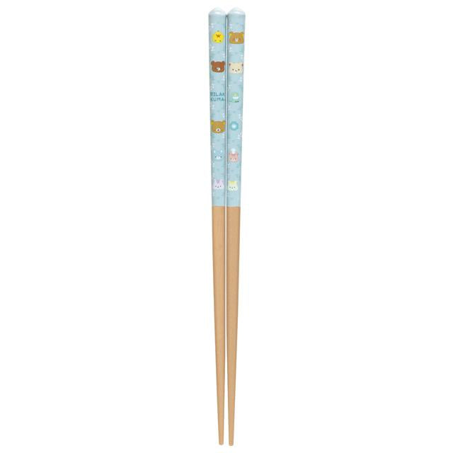Rilakkuma "Let's All Be Full and Satisfied" Chopsticks [Blue]