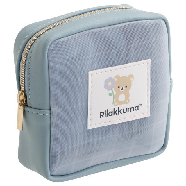 "Basic Rilakkuma Flower" Mini Mesh Pouch [Blue]