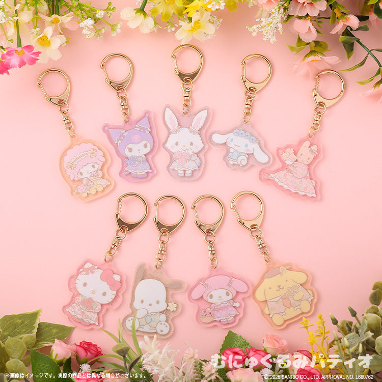 Kuromi Textile Flower Acrylic Keychain