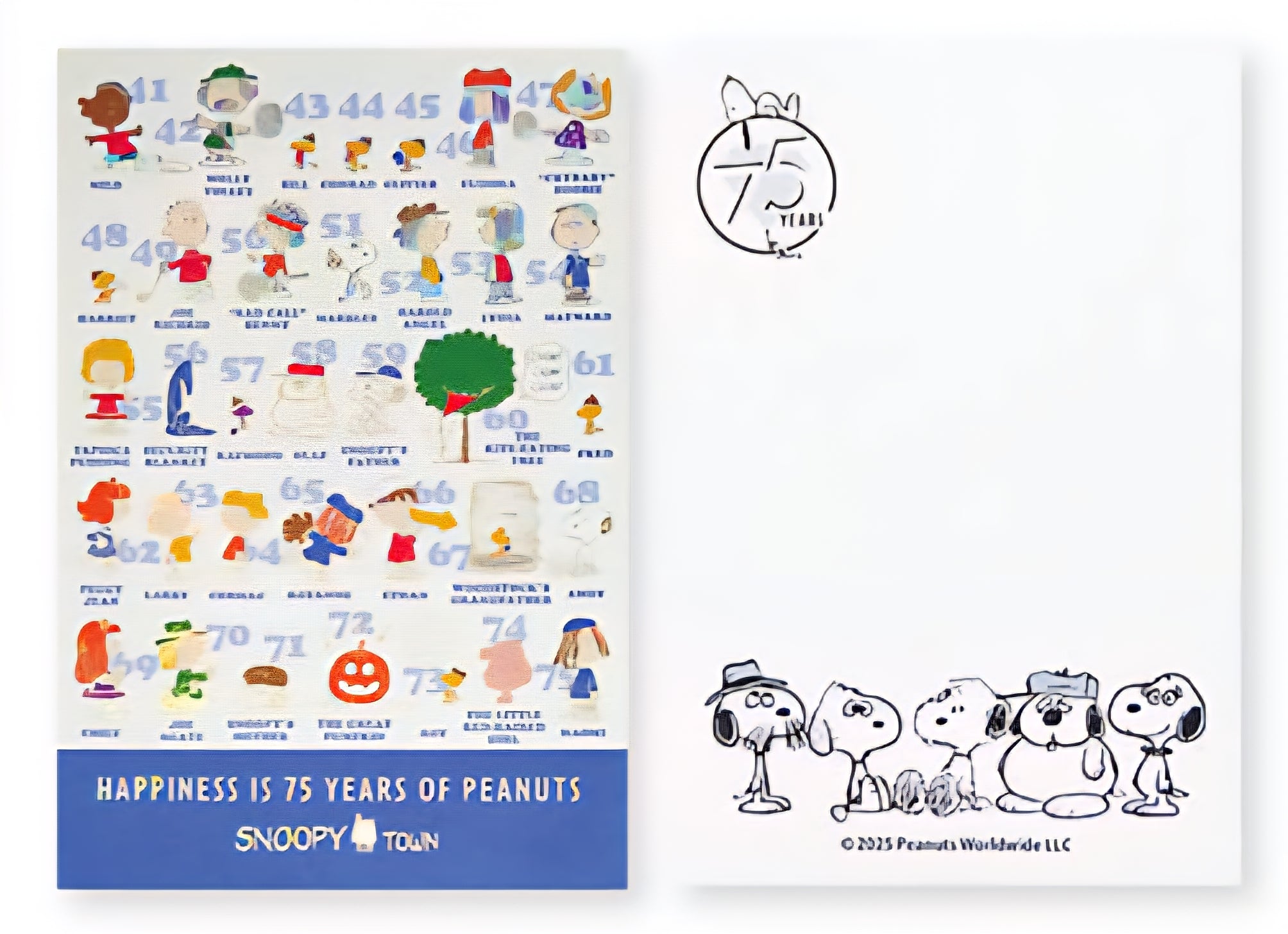 Snoopy Town Shop Original
PEANUTS 75th Anniversary
"HAPPINESS IS 75 YEARS OF PEANUTS" Series
Set of 2 Art Cards