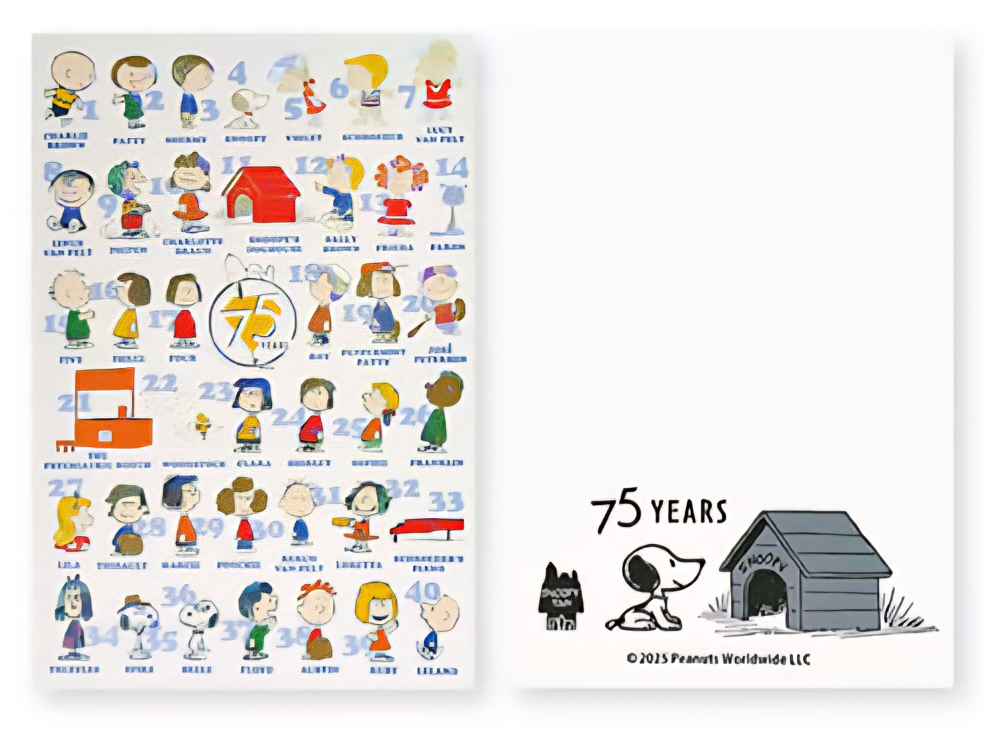 Snoopy Town Shop Original
PEANUTS 75th Anniversary
"HAPPINESS IS 75 YEARS OF PEANUTS" Series
Set of 2 Art Cards