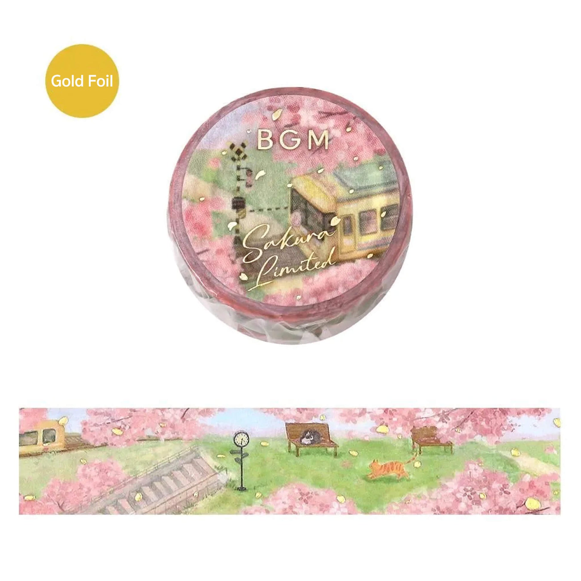 BGM Sakura In Bloom Gold Foiled Washi Tape