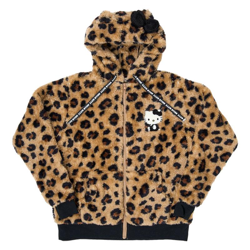 Hello Kitty Zip-Up Fluffy Hoodie [Leopard]