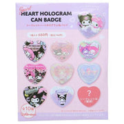 My Melody & Kuromi Hologram Heart Tin Badge Blind Bag