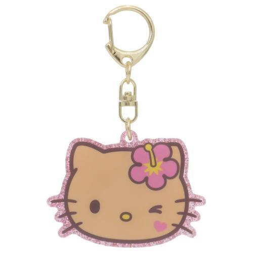 Tan Hello Kitty Acrylic Keychain [Wink Flower]