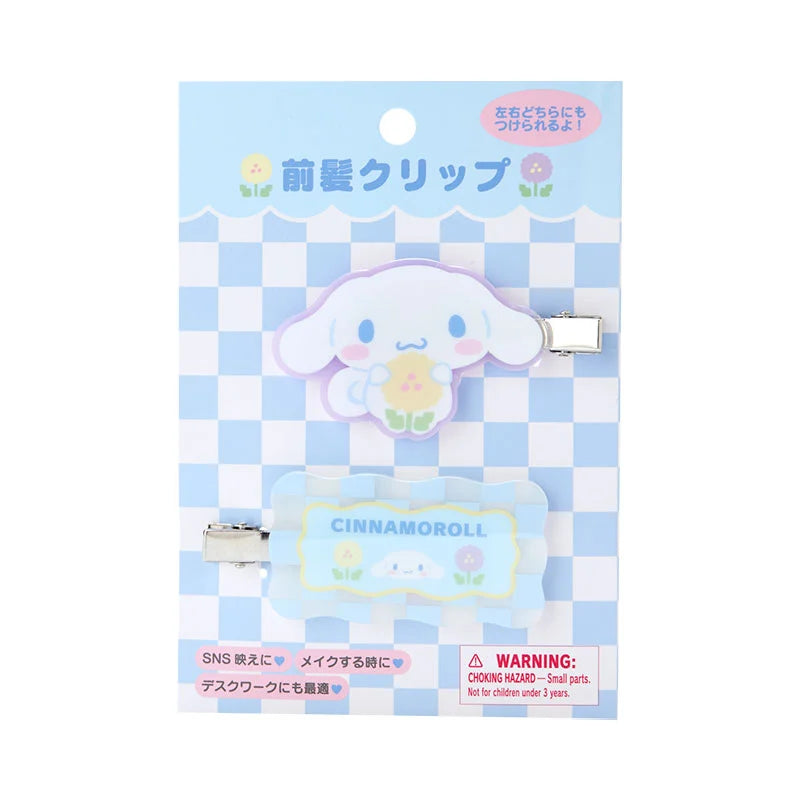 Cinnamoroll Pastel Checker Flower Hair Clips