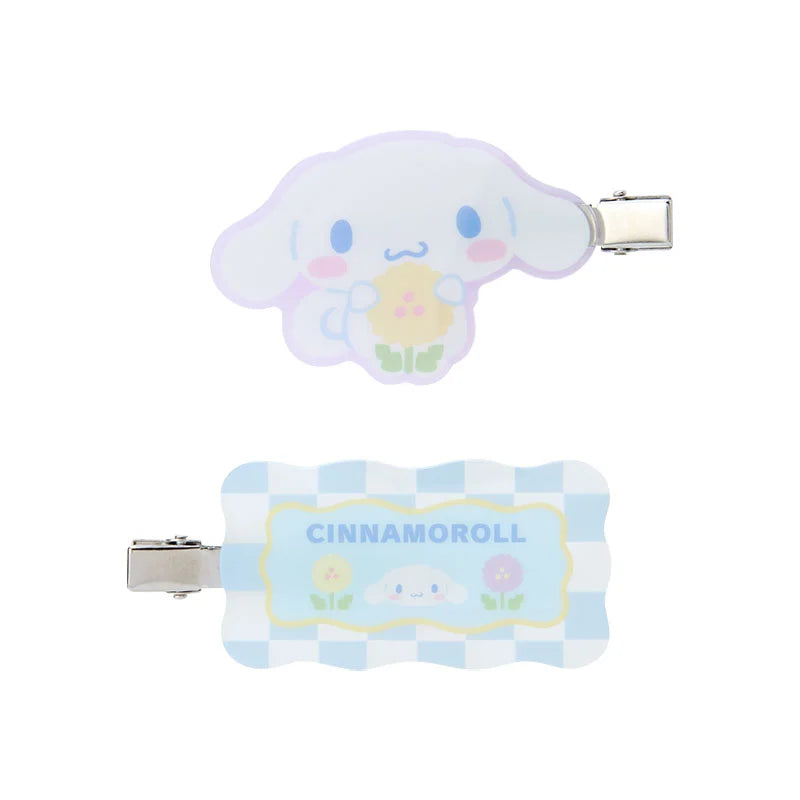 Cinnamoroll Pastel Checker Flower Hair Clips