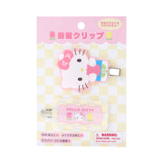 Hello Kitty Pastel Checker Flower Hair Clips