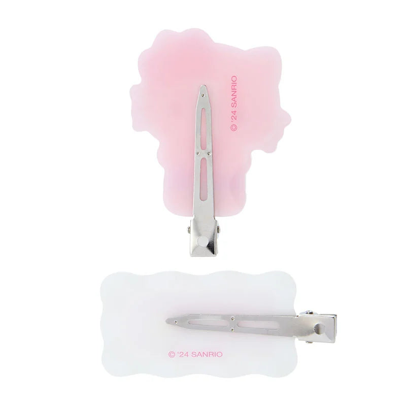 Hello Kitty Pastel Checker Flower Hair Clips