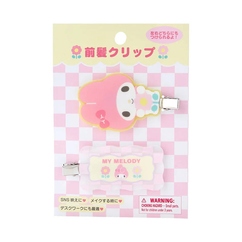 My Melody Pastel Checker Flower Hair Clips