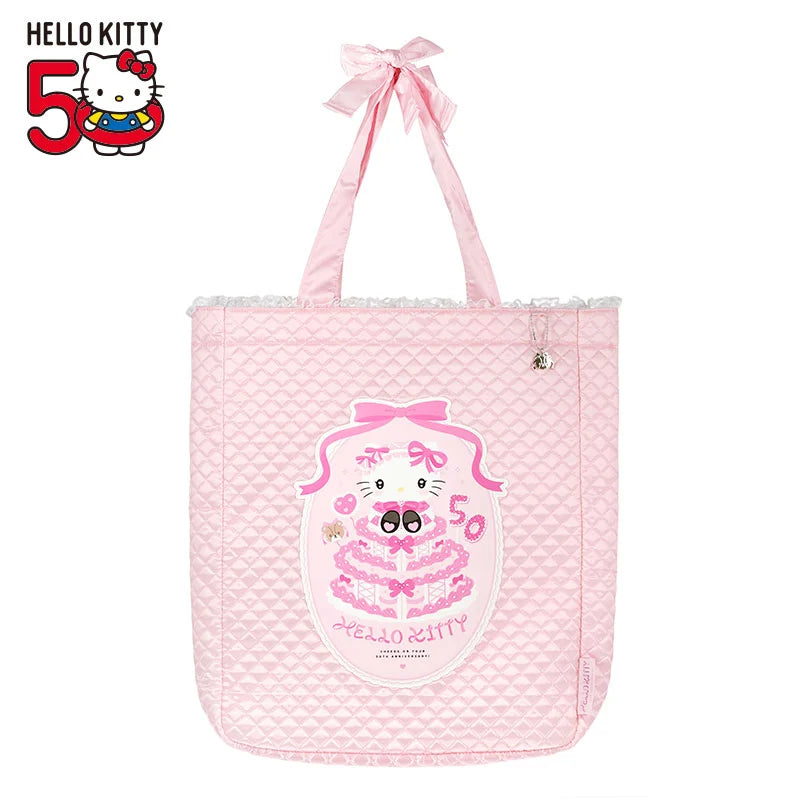 Hello Kitty 50th Anniversary Pink Quilted Tote Bag | Charms LOL Hello Kitty 50th Anniversary Pink Quilted Tote Bag | Charms LOL