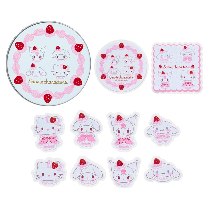 Sanrio "Strawberry Whipped Cake" Tin Case w/ Sticker