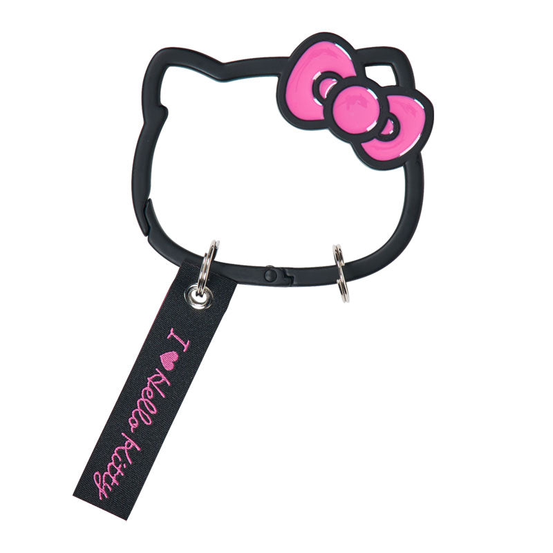 "I Love Hello Kitty" Face-shaped Carabiner [Black]