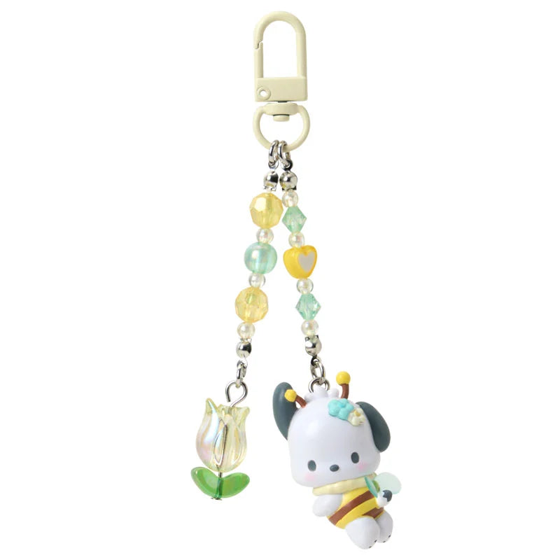 Pochacco "Flower-loving Bee" Beaded Keychain