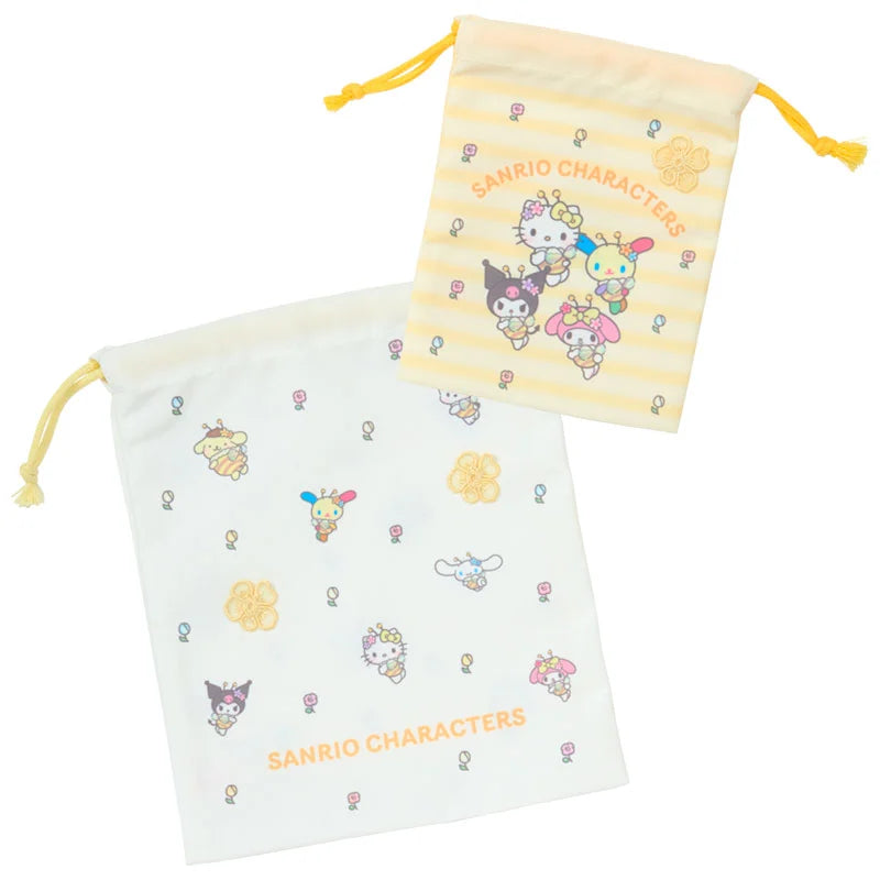 Sanrio Character "Flower-loving Bee" Drawstring Bag Set