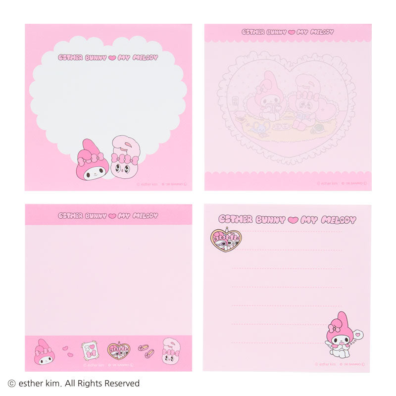 Esther Bunny & My Melody Square Memo [Pink]