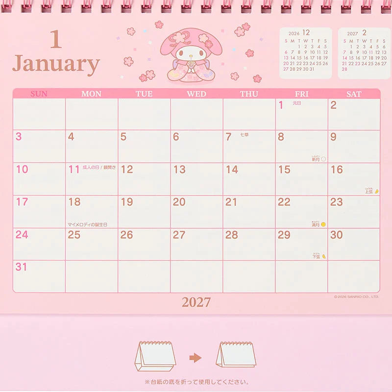 My Melody 2027 Desk Calendar