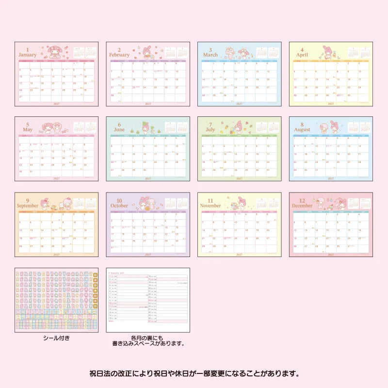My Melody 2027 Desk Calendar