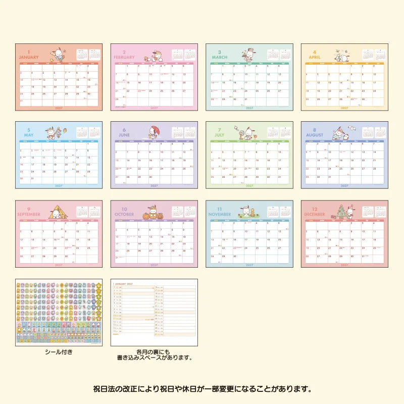 Pochacco 2027 Desk Calendar